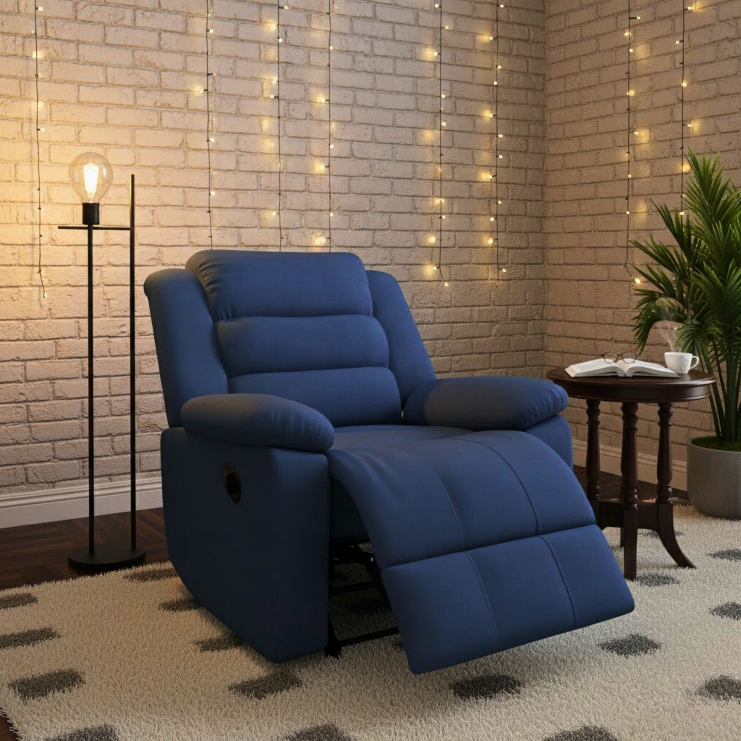 Image of WAKESURE Fabric Manual Recliner (Finish Color - Blue, DIY(Do-It-Yourself))