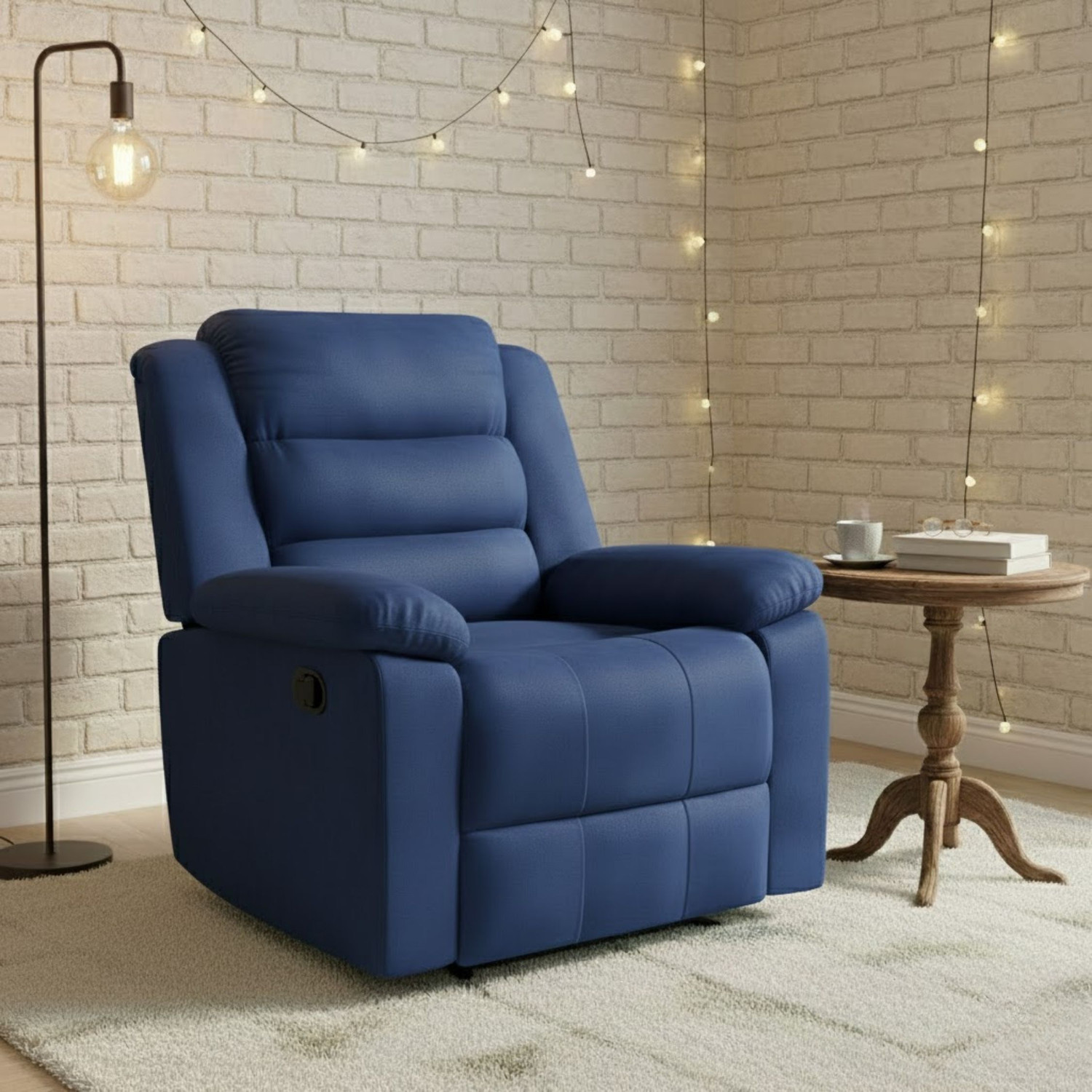 Image of WAKESURE Fabric Manual Recliner (Finish Color - Blue, DIY(Do-It-Yourself))