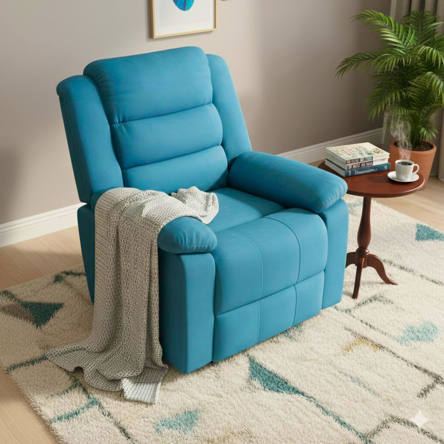 Image of WAKESURE Fabric Manual Recliner (Finish Color - Blue, DIY(Do-It-Yourself))