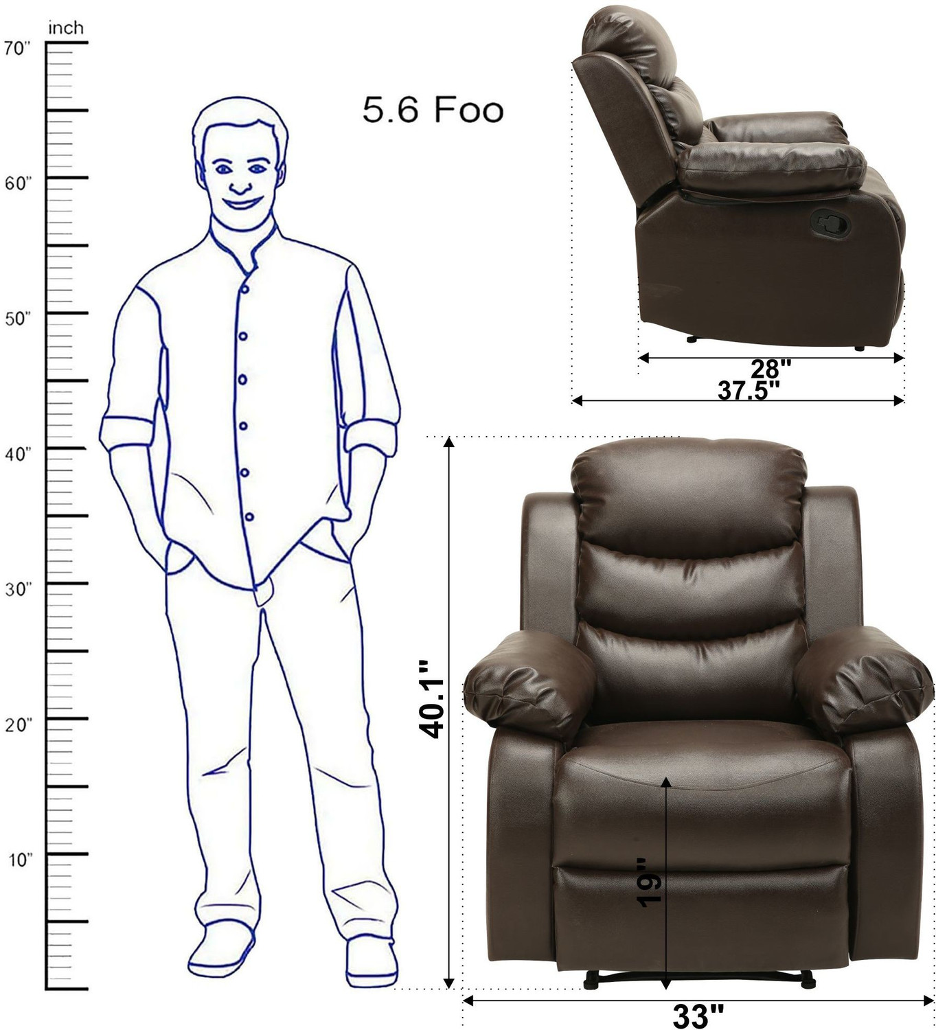 Image of Flipkart Perfect Homes Costello Leatherette Manual Recliner