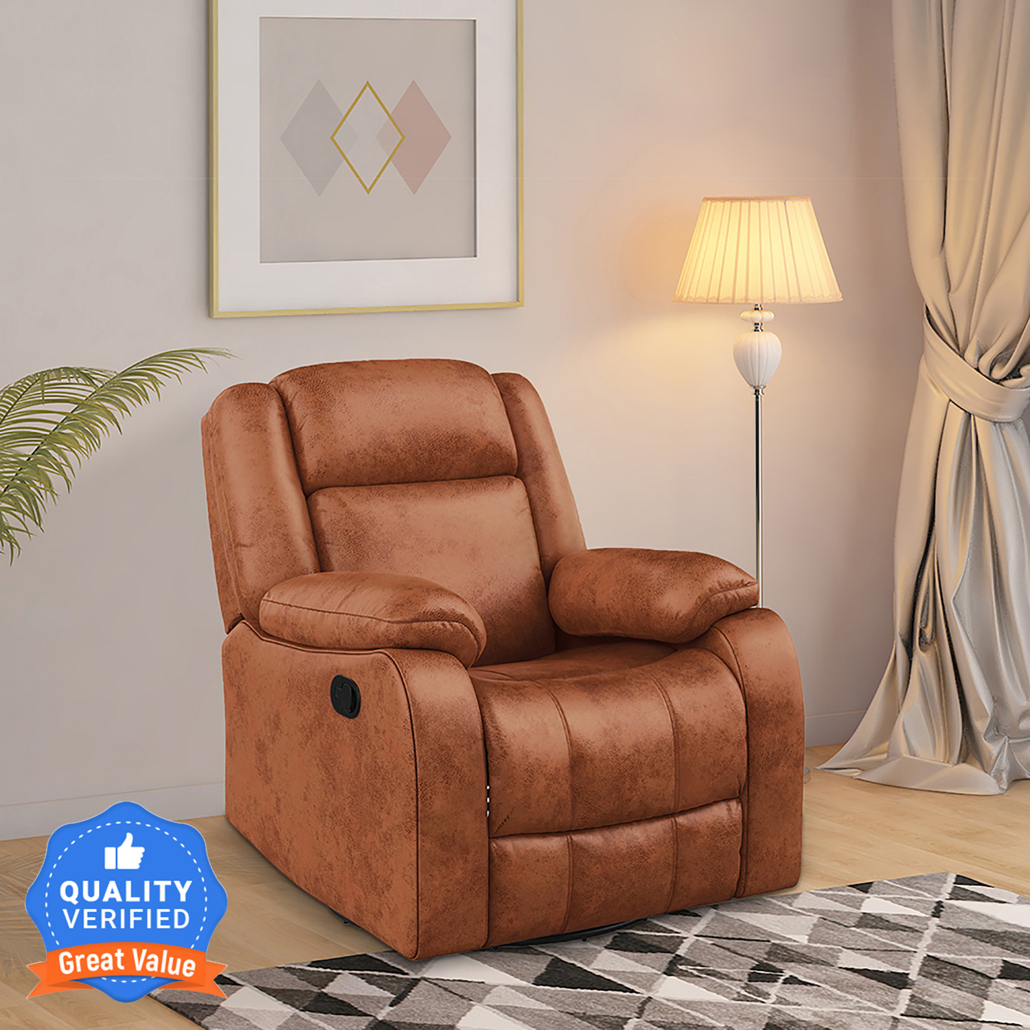 duroflex Fabric Manual Swivel & Rocker Recliner