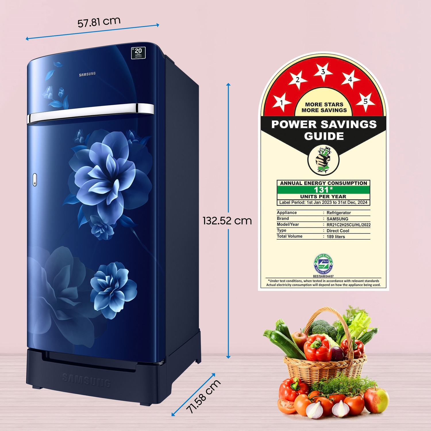 Image of Samsung 189 L Direct Cool Single Door 5 Star Refrigerator with Base Drawer with Digital Inverter