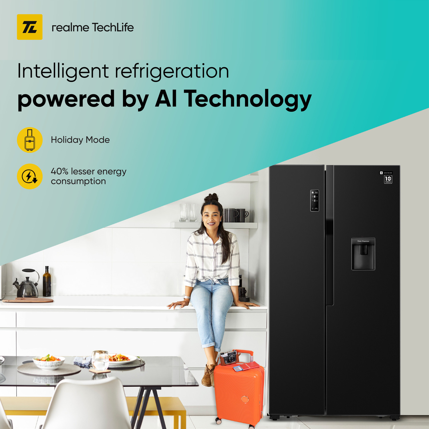 Image of realme TechLife 564 L Frost Free Side by Side Refrigerator
