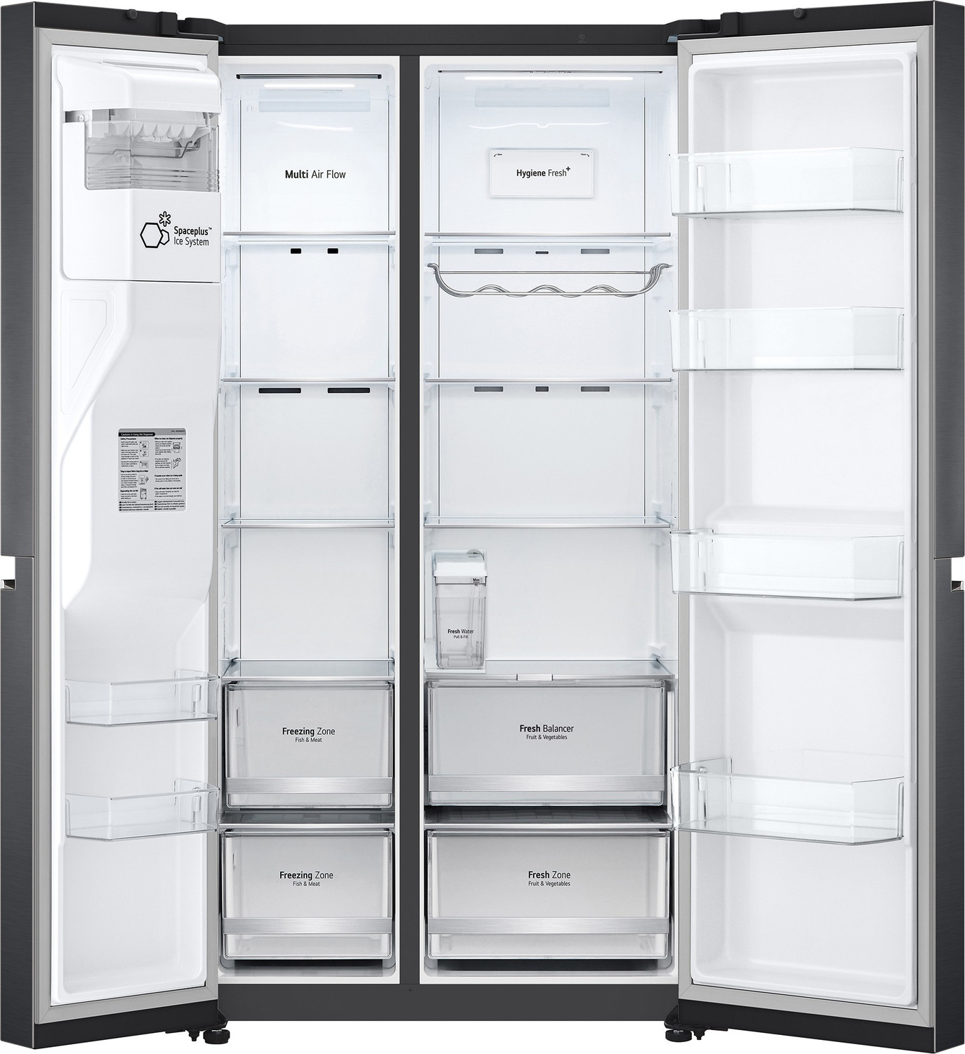 Image of LG 674 L Frost Free Side by Side Refrigerator with Smart Inverter Compressor ThinQ (Wi-Fi)� | DoorCooling+, Hygiene Fresh+, Water and Ice Dispenser (Platinum Silver III, GC-L257SL4L)