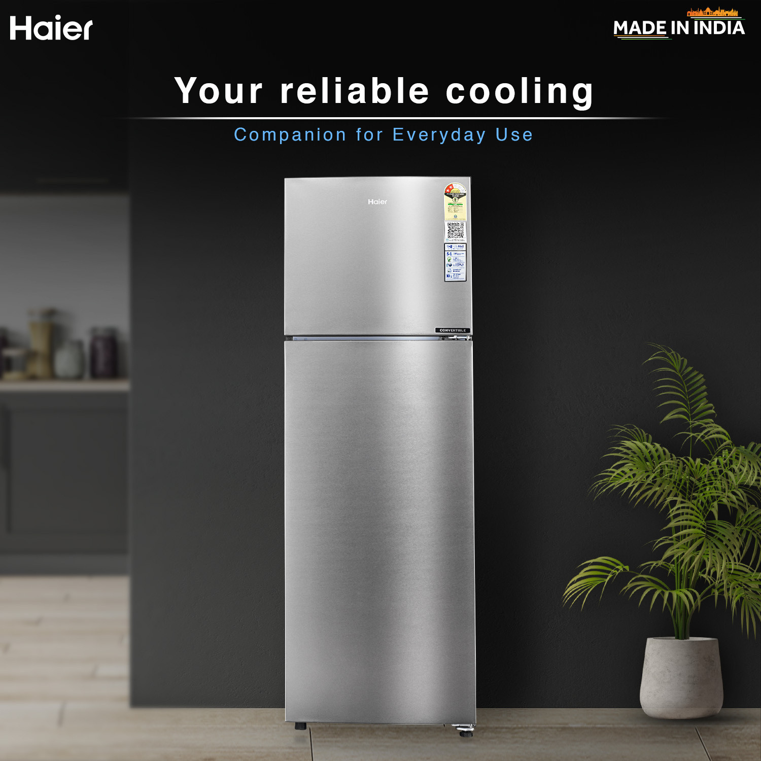 Image of Haier 268 L Frost Free Double Door 2 Star Convertible Refrigerator with Convertible 5 in 1Turbo Icing