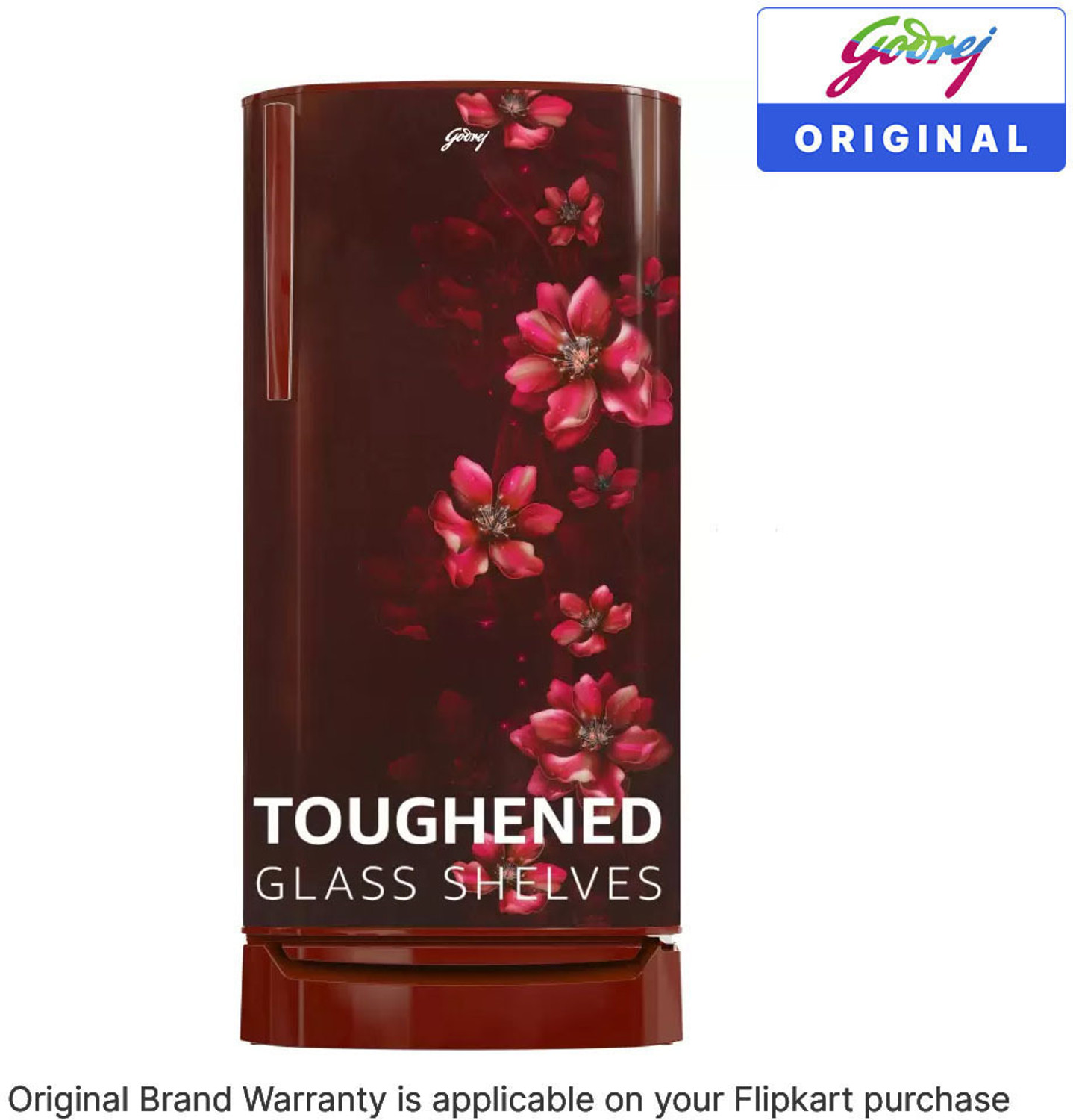 Image of Godrej 183 L Direct Cool Single Door 3 Star Refrigerator with Jumbo Vegetable Tray and Toughened Glass Shelves (Maroon, RD R190C THF BR WN)