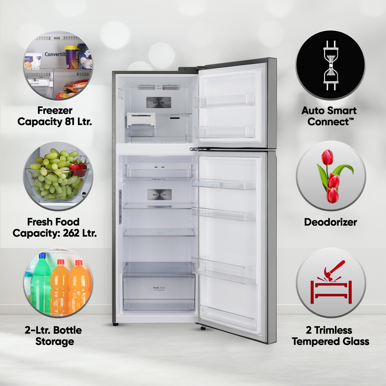 Image of LG 343 L Frost Free Double Door 3 Star Convertible Refrigerator with Wi-Fi, DoorCooling+, Smart Inverter Compressor and External LED Display