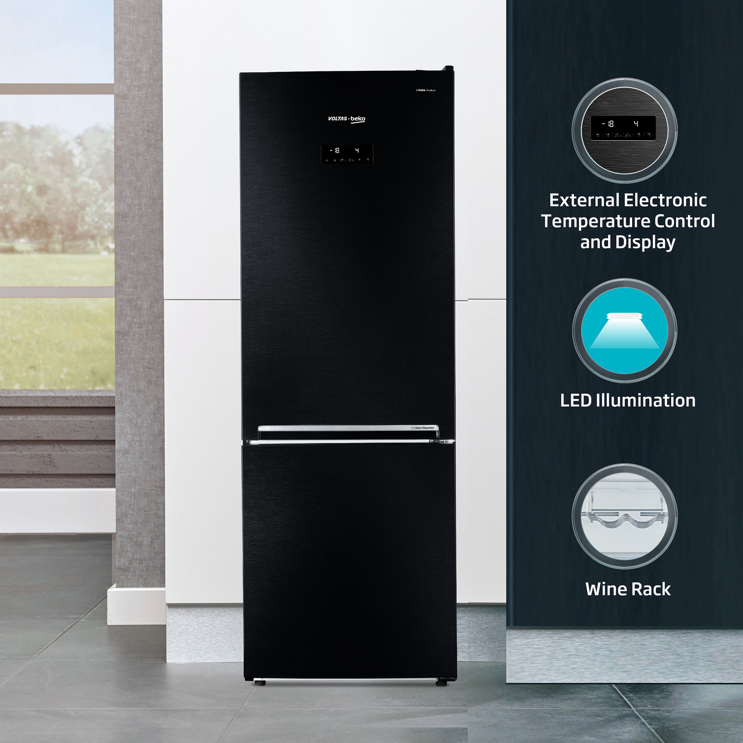 Image of Voltas Beko by A Tata Product 340 L Frost Free Double Door Bottom Mount 2 Star Refrigerator