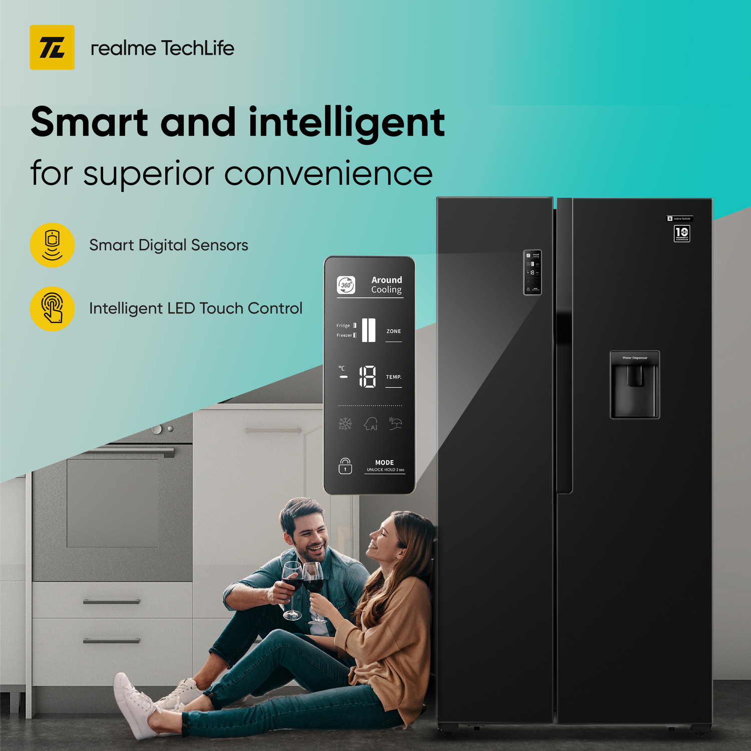 Image of realme TechLife 564 L Frost Free Side by Side Refrigerator