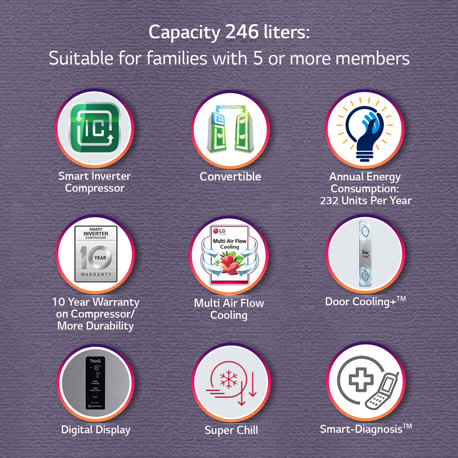 Image of LG 246 L Frost Free Double Door 3 Star Convertible Refrigerator