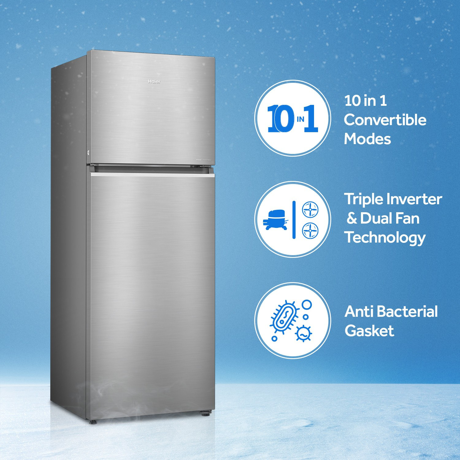Image of Haier 375 L Frost Free Double Door 3 Star Convertible Refrigerator