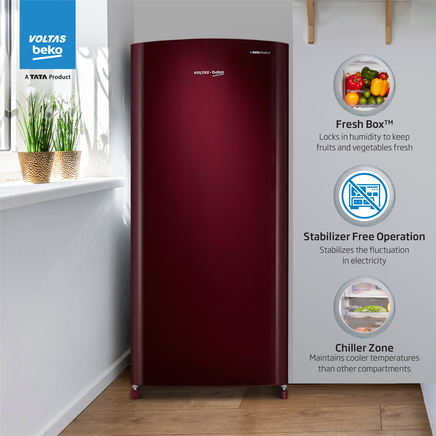 Image of Voltas Beko by A Tata Product 173 L Direct Cool Single Door 2 Star Refrigerator