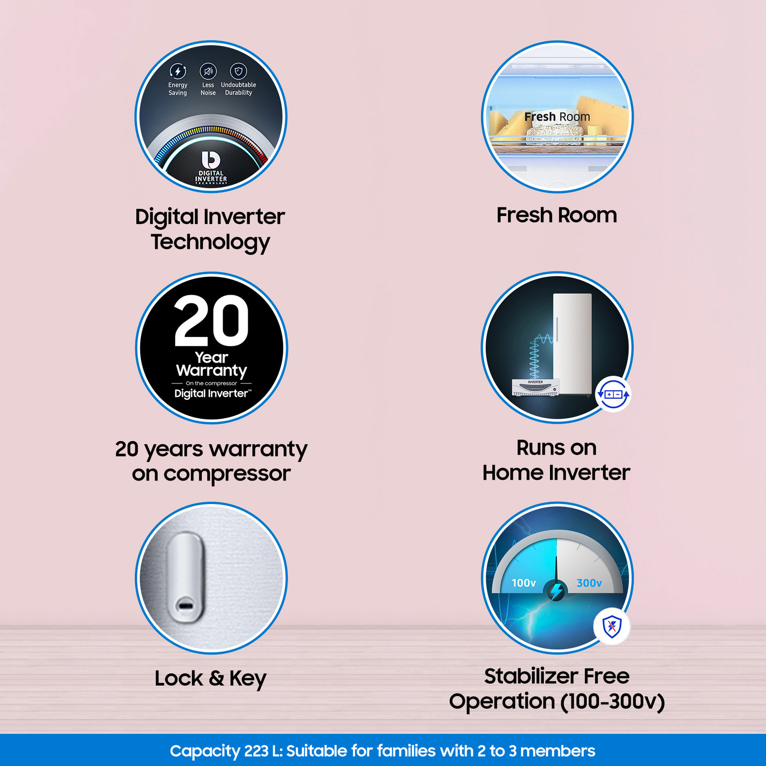 Image of Samsung 223 L Direct Cool Single Door 3 Star Refrigerator with Digital Inverter