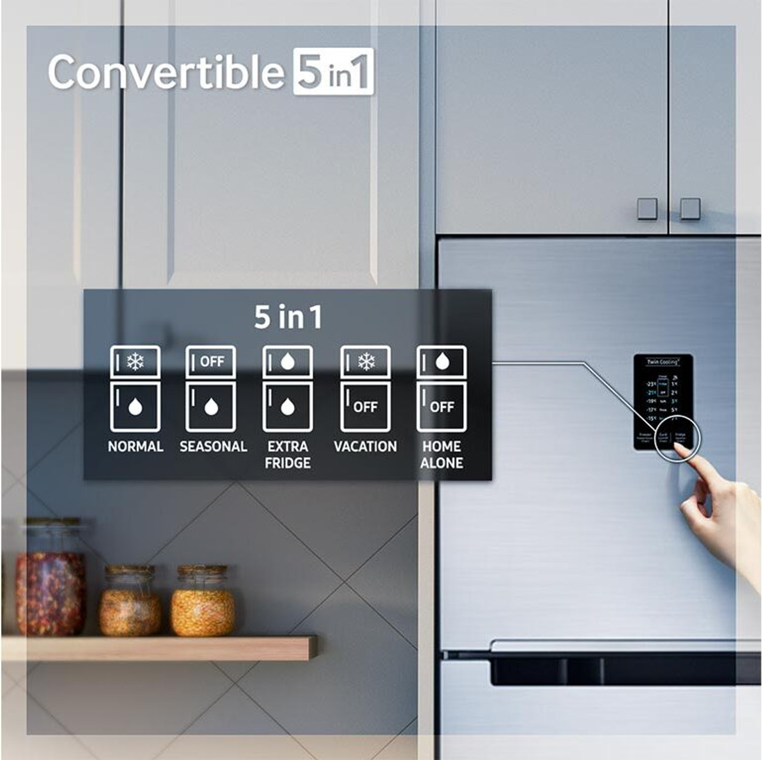 Image of Samsung 322 L Frost Free Double Door 3 Star Convertible Refrigerator with Digital Inverter, Convertible 5-in-1 and Display