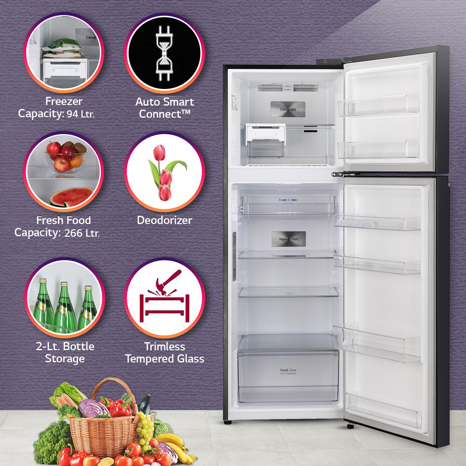 Image of LG 343 L Frost Free Double Door 3 Star Convertible Refrigerator