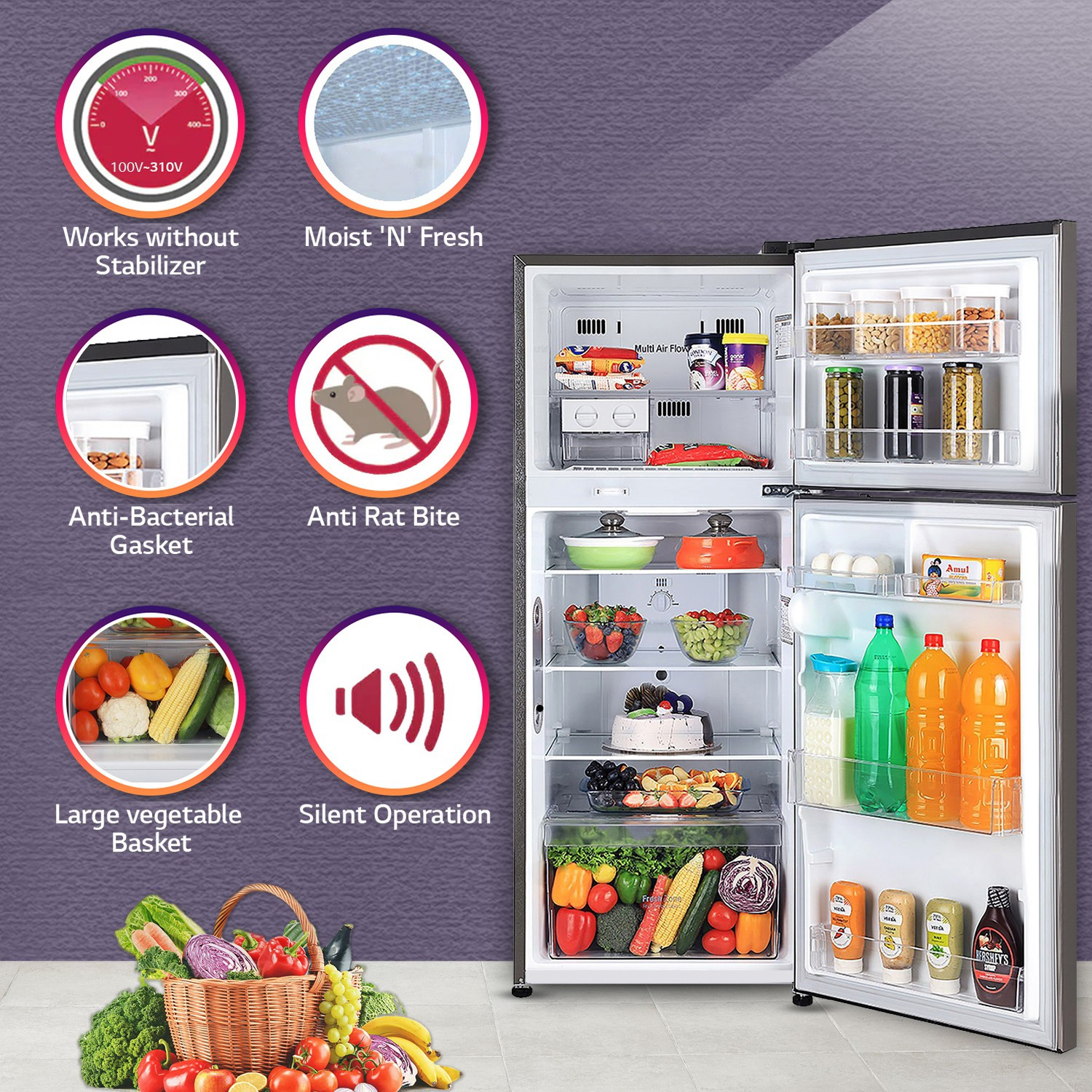 Image of LG 242 L Frost Free Double Door 3 Star Refrigerator with DoorCooling+ & Smart Inverter Compressor