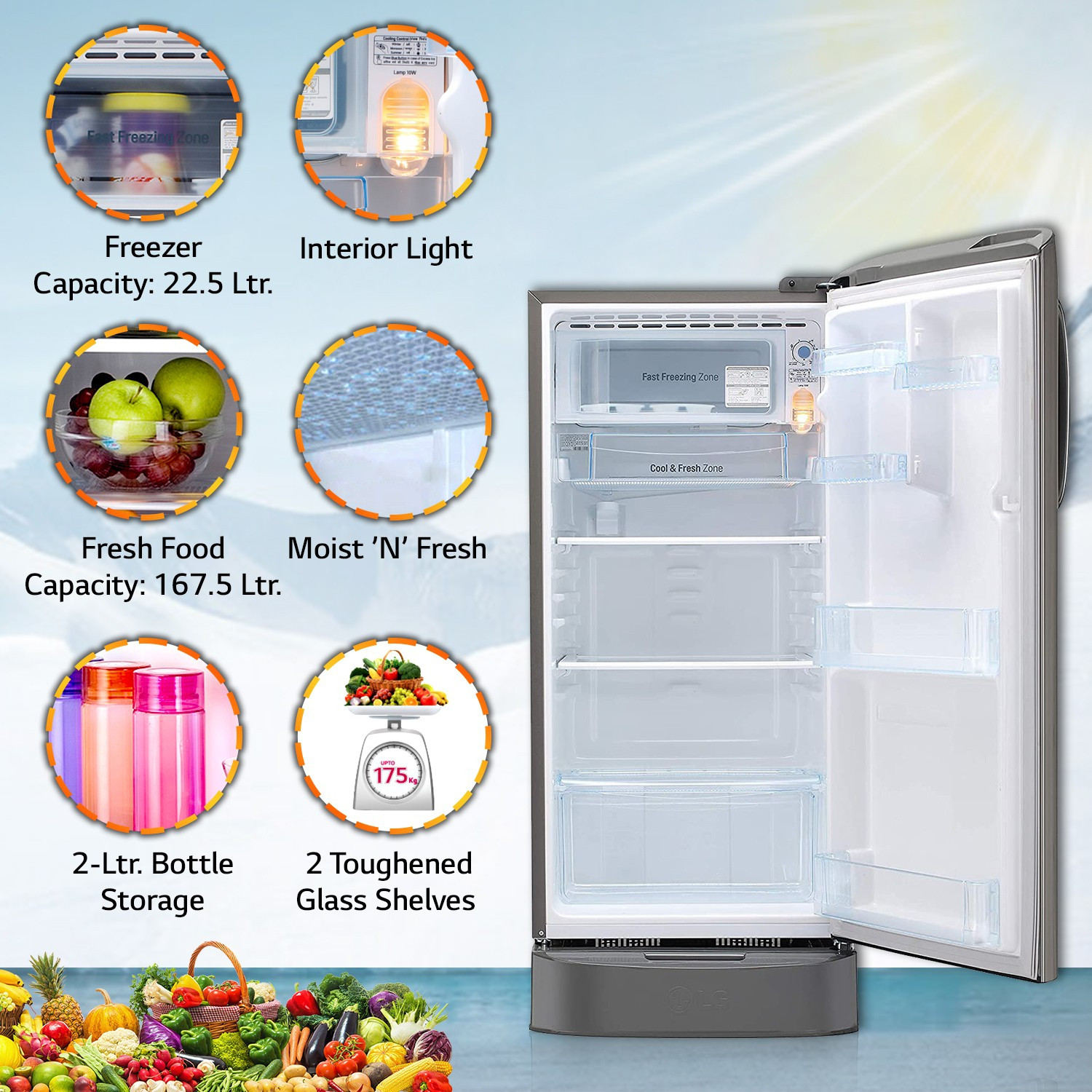 Image of LG 190 L Direct Cool Single Door 4 Star Refrigerator with Base Drawer