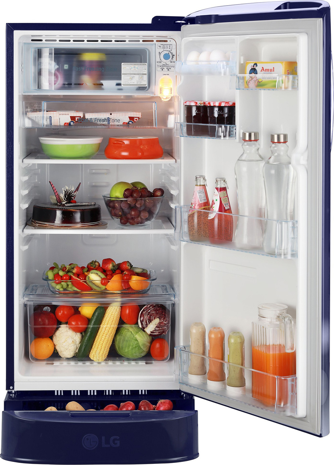 Image of LG 190 L Direct Cool Single Door 5 Star Refrigerator with Base Drawer with Smart Inverter Compressor