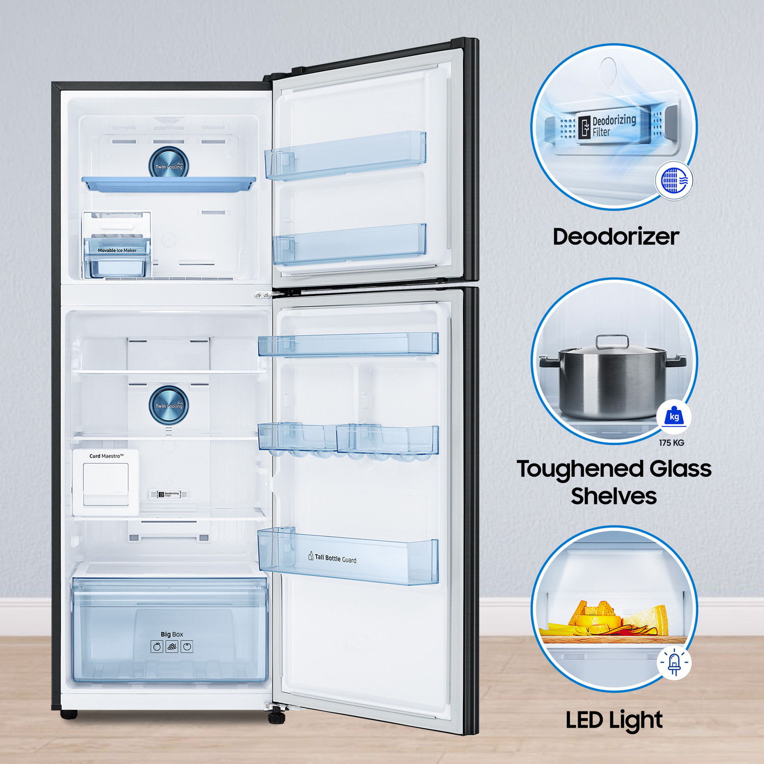 Image of Samsung 291 L Frost Free Double Door 2 Star Convertible Refrigerator with Convertible 5-in-1 Curd Maestro, Digital Inverter with Display