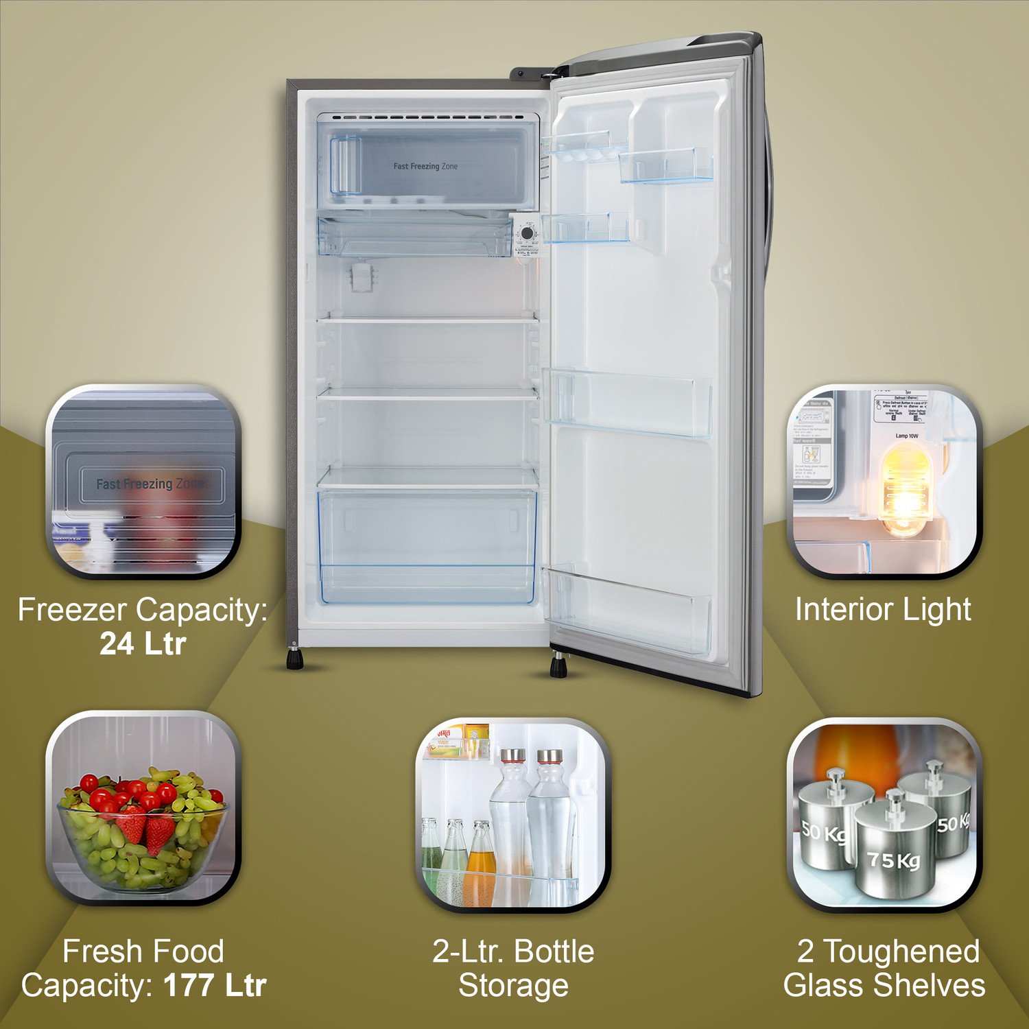 Image of LG 201 L Direct Cool Single Door 3 Star Refrigerator with Fast Ice Making