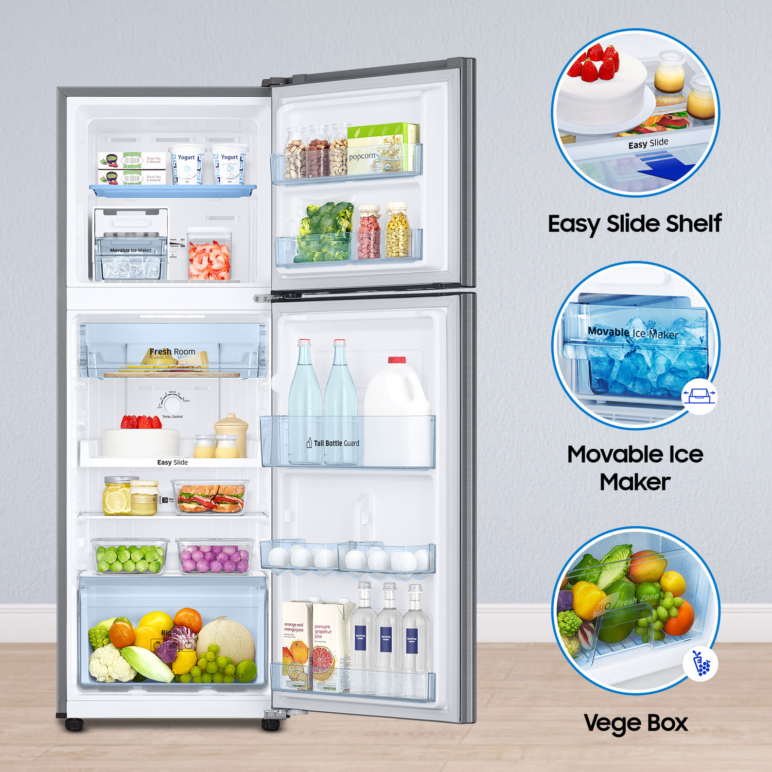 Image of Samsung 236 L Frost Free Double Door 3 Star Refrigerator with Digital Inverter