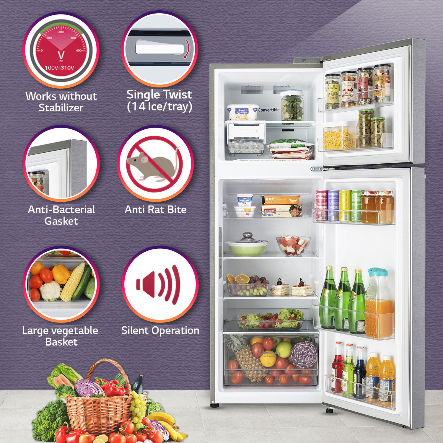 Image of LG 246 L Frost Free Double Door 3 Star Convertible Refrigerator