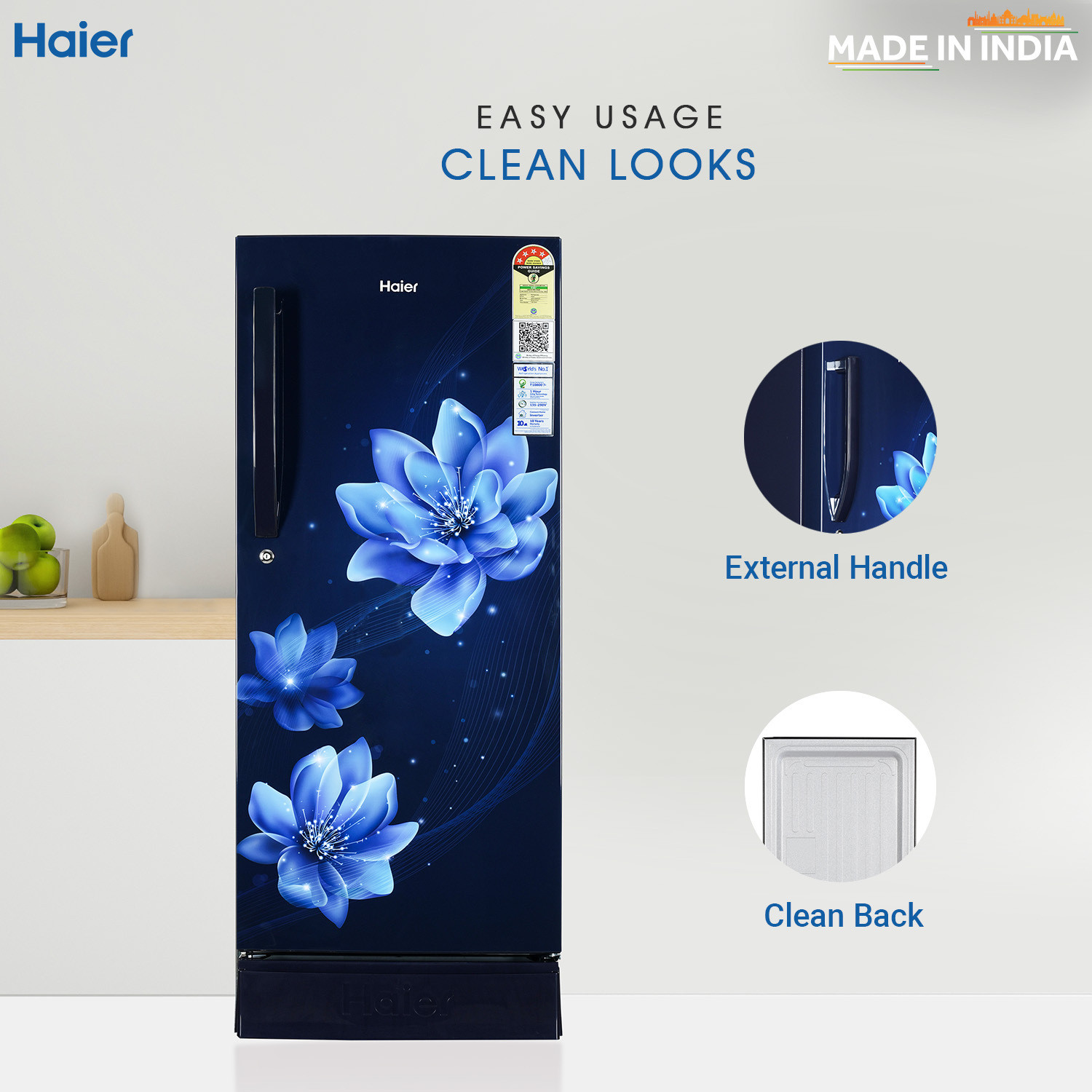 Image of Haier 190 L Direct Cool Double Door 4 Star Refrigerator with Base Drawer with Large Storage Space1 Hour Icing Technology