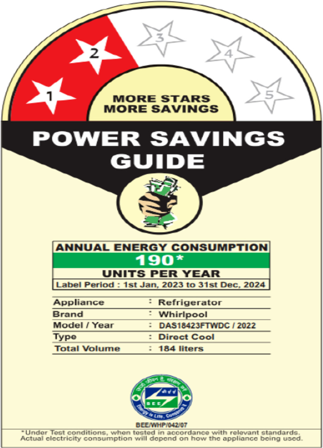 Image of Whirlpool 184 L Direct Cool Single Door 2 Star Refrigerator