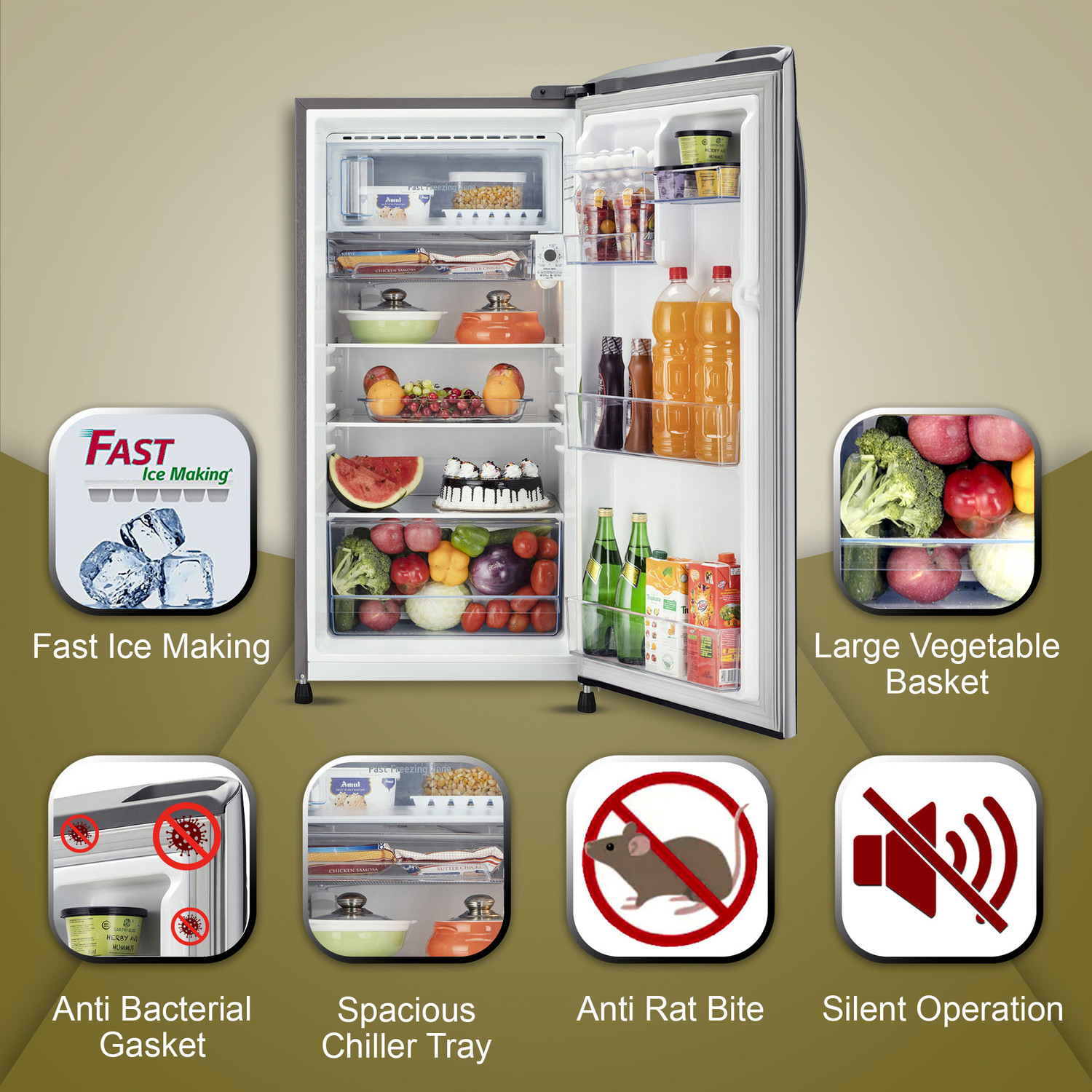 Image of LG 201 L Direct Cool Single Door 3 Star Refrigerator with Fast Ice Making