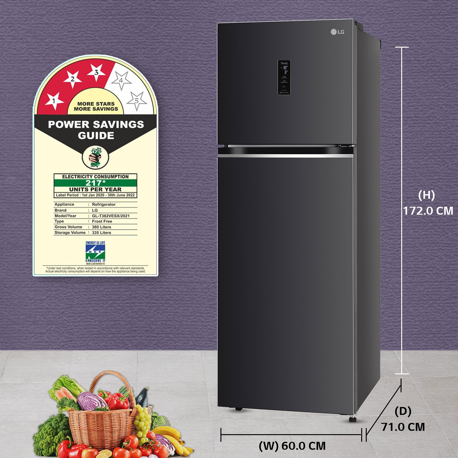 Image of LG 343 L Frost Free Double Door 3 Star Convertible Refrigerator