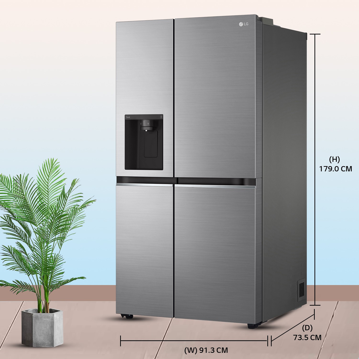 Image of LG 674 L Frost Free Side by Side Refrigerator with Smart Inverter Compressor ThinQ (Wi-Fi)� | DoorCooling+, Hygiene Fresh+, Water and Ice Dispenser (Platinum Silver III, GC-L257SL4L)