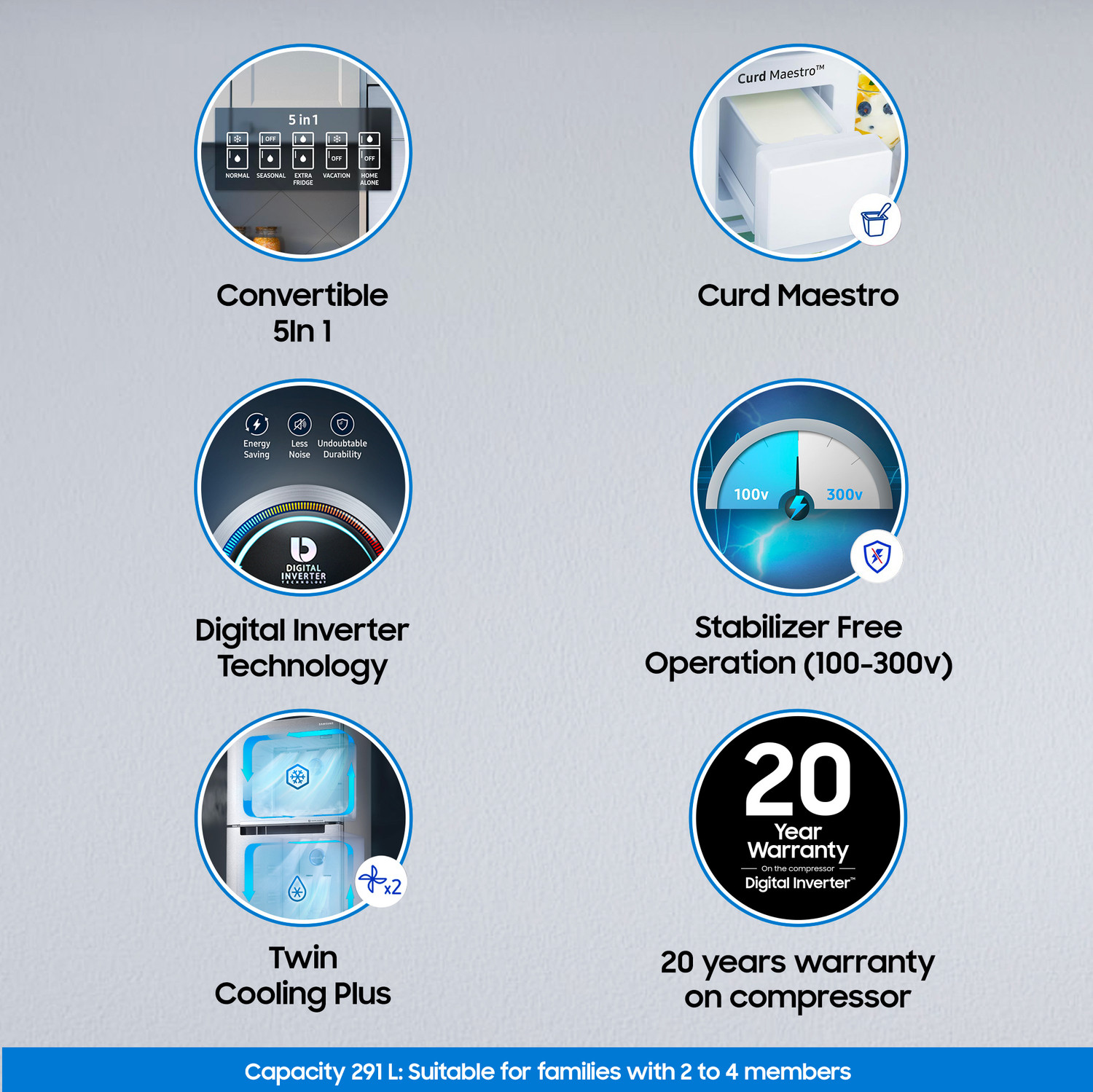 Image of Samsung 291 L Frost Free Double Door 2 Star Convertible Refrigerator with Convertible 5-in-1 Curd Maestro, Digital Inverter with Display