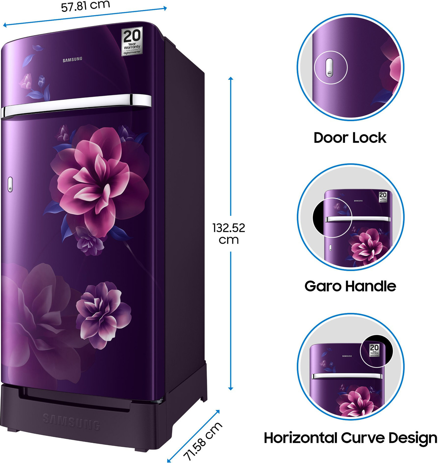 Image of Samsung 198 L Direct Cool Single Door 4 Star Refrigerator with Base Drawer