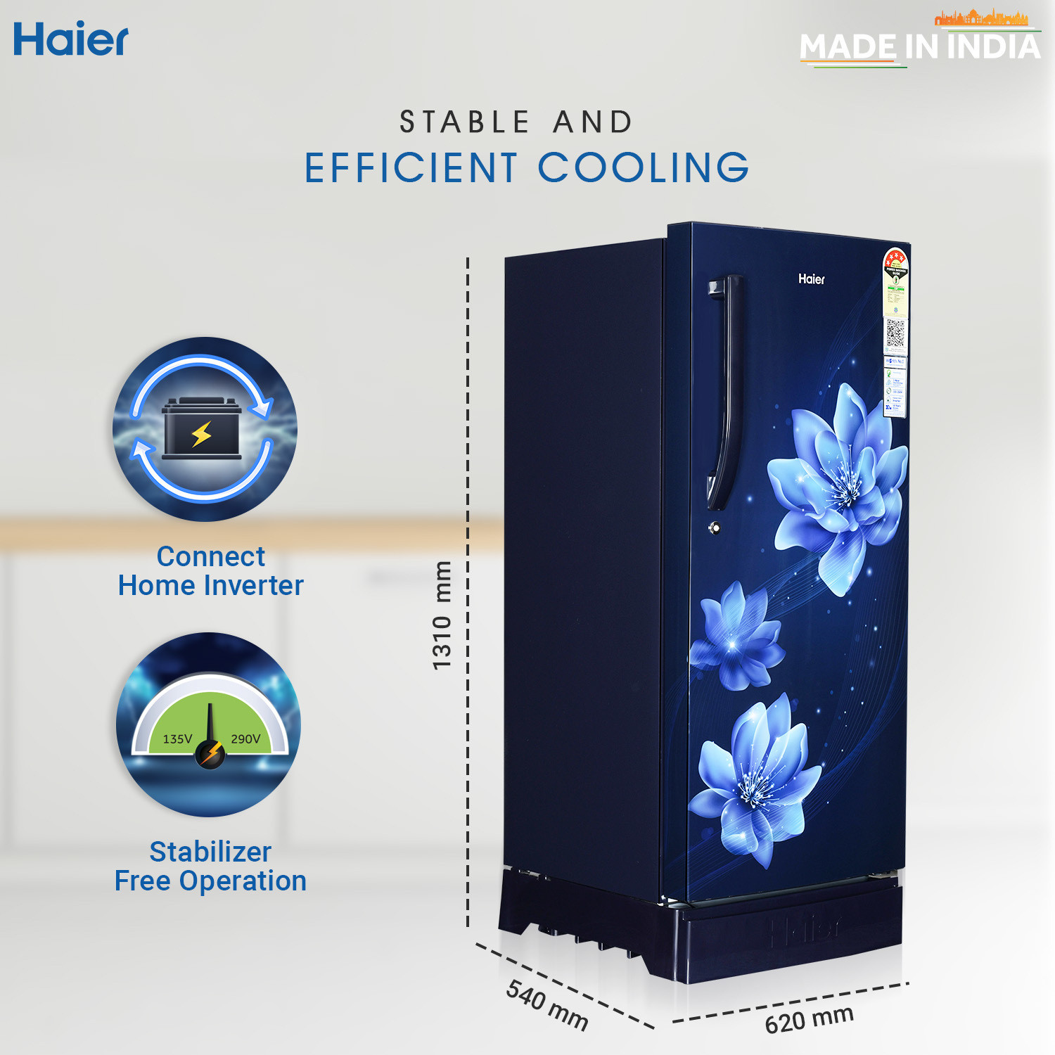 Image of Haier 190 L Direct Cool Double Door 4 Star Refrigerator with Base Drawer with Large Storage Space1 Hour Icing Technology