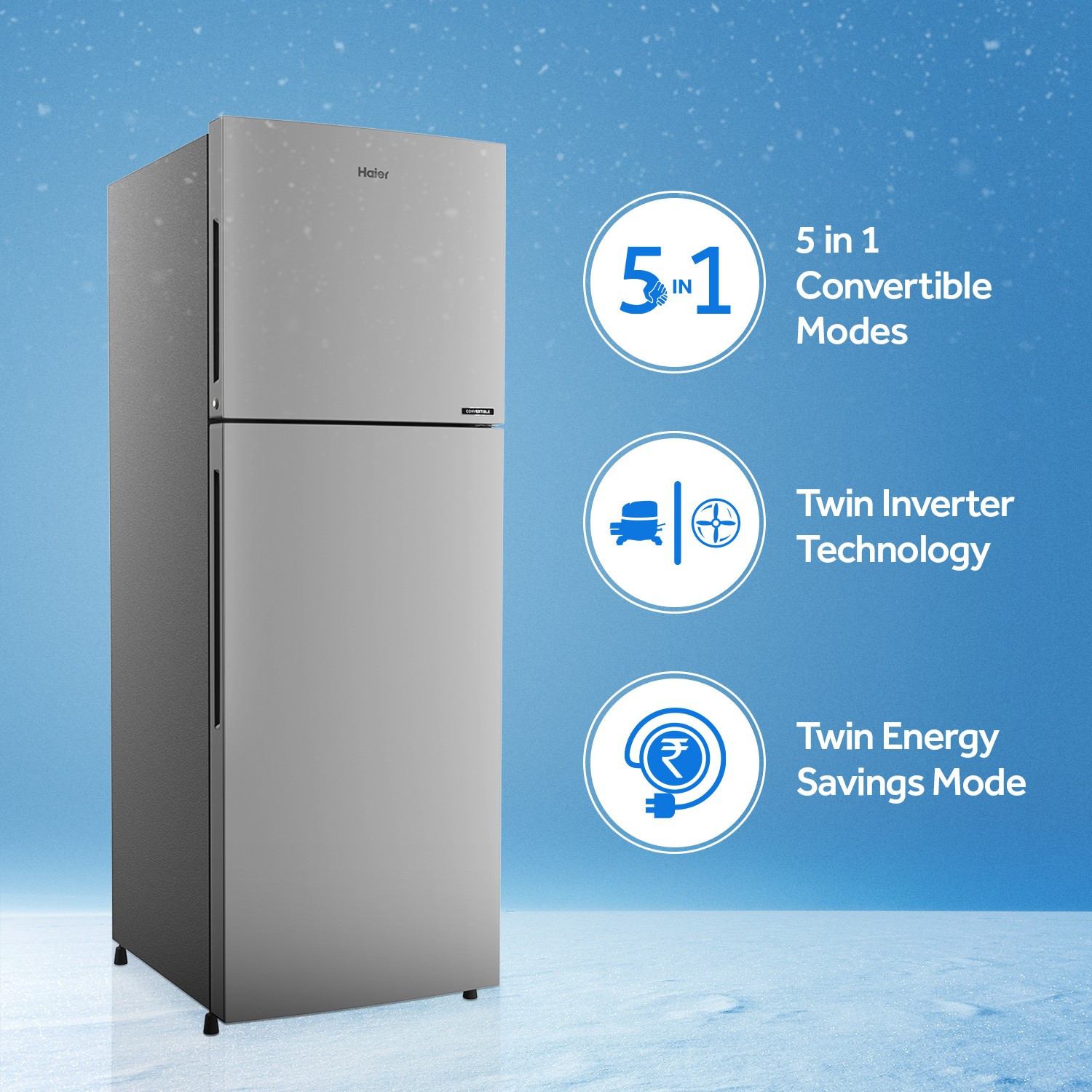 Image of Haier 278 L Frost Free Double Door Top Mount 3 Star Convertible Refrigerator