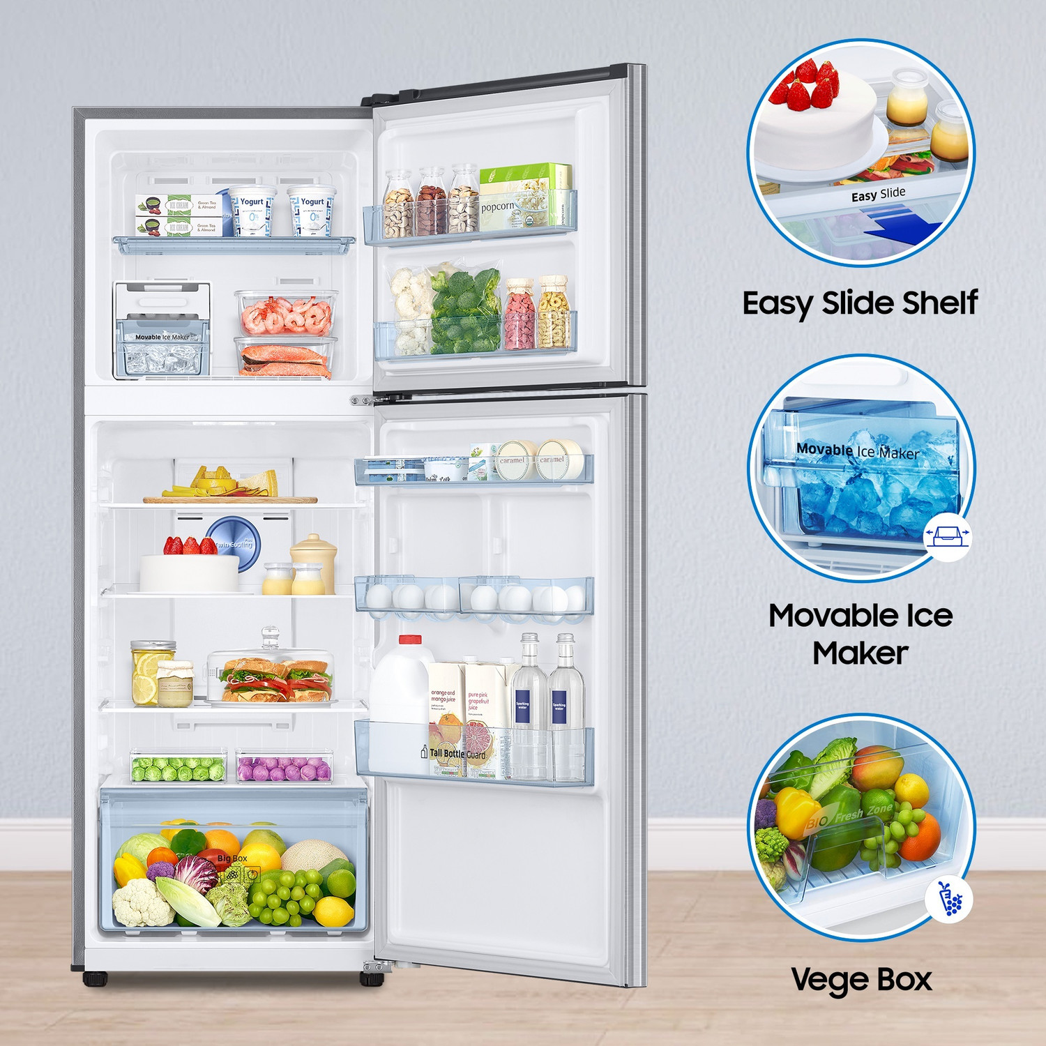 Image of Samsung 322 L Frost Free Double Door 2 Star Convertible Refrigerator with Digital Inverter, Convertible 5-in-1 and Display