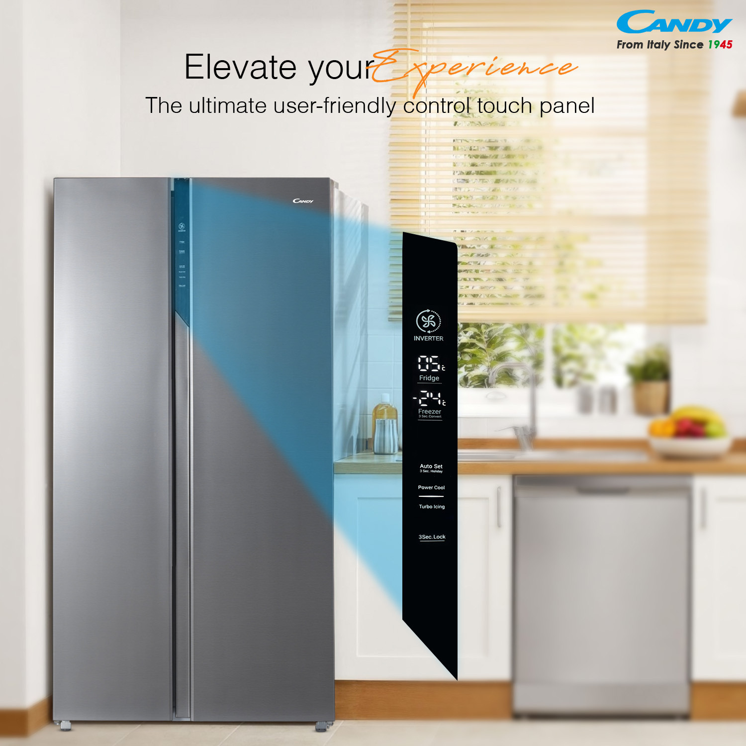 Image of CANDY 602 L Frost Free Side by Side Refrigerator with 100 % Convertible refrigerator with Deo Fresh Technology , Innovative Inverter Compressor Technology