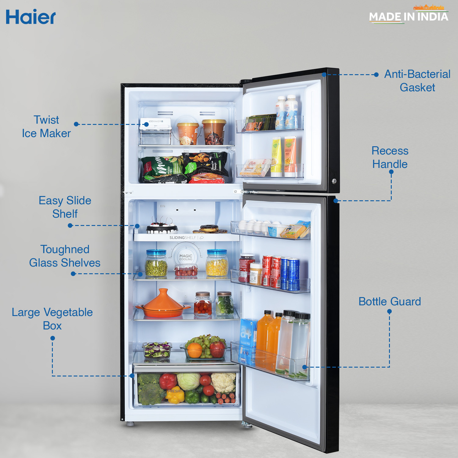 Image of Haier 328 L Frost Free Double Door 3 Star Convertible Refrigerator with Convertible 14-in-1,1 hour Icing