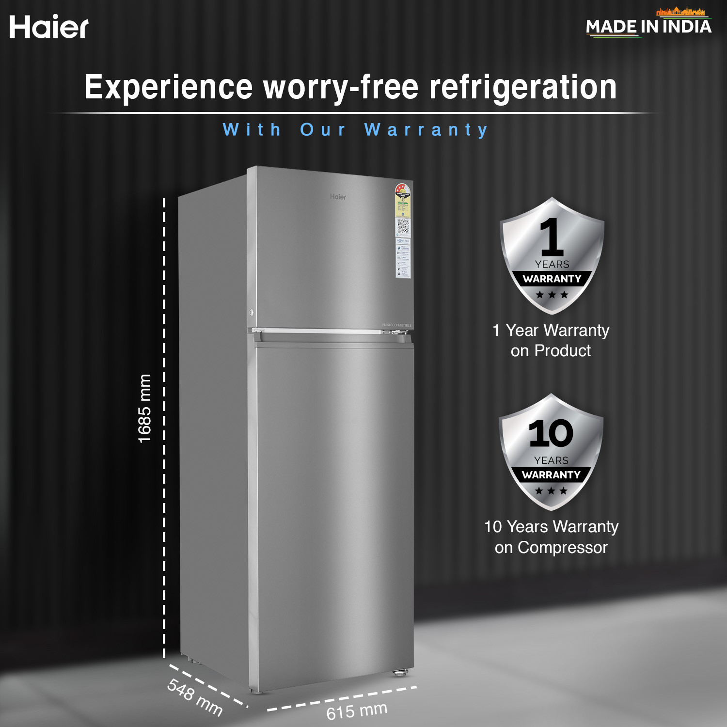 Image of Haier 358 L Frost Free Double Door 3 Star Convertible Refrigerator with Convertible 14-in-1,1 hour Icing