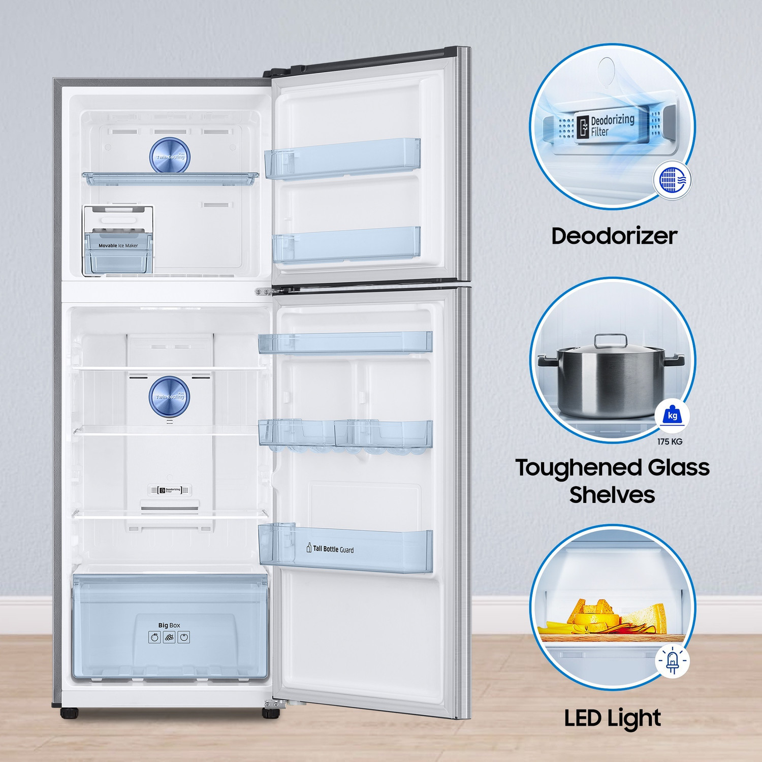 Image of Samsung 322 L Frost Free Double Door 2 Star Convertible Refrigerator with Digital Inverter, Convertible 5-in-1 and Display