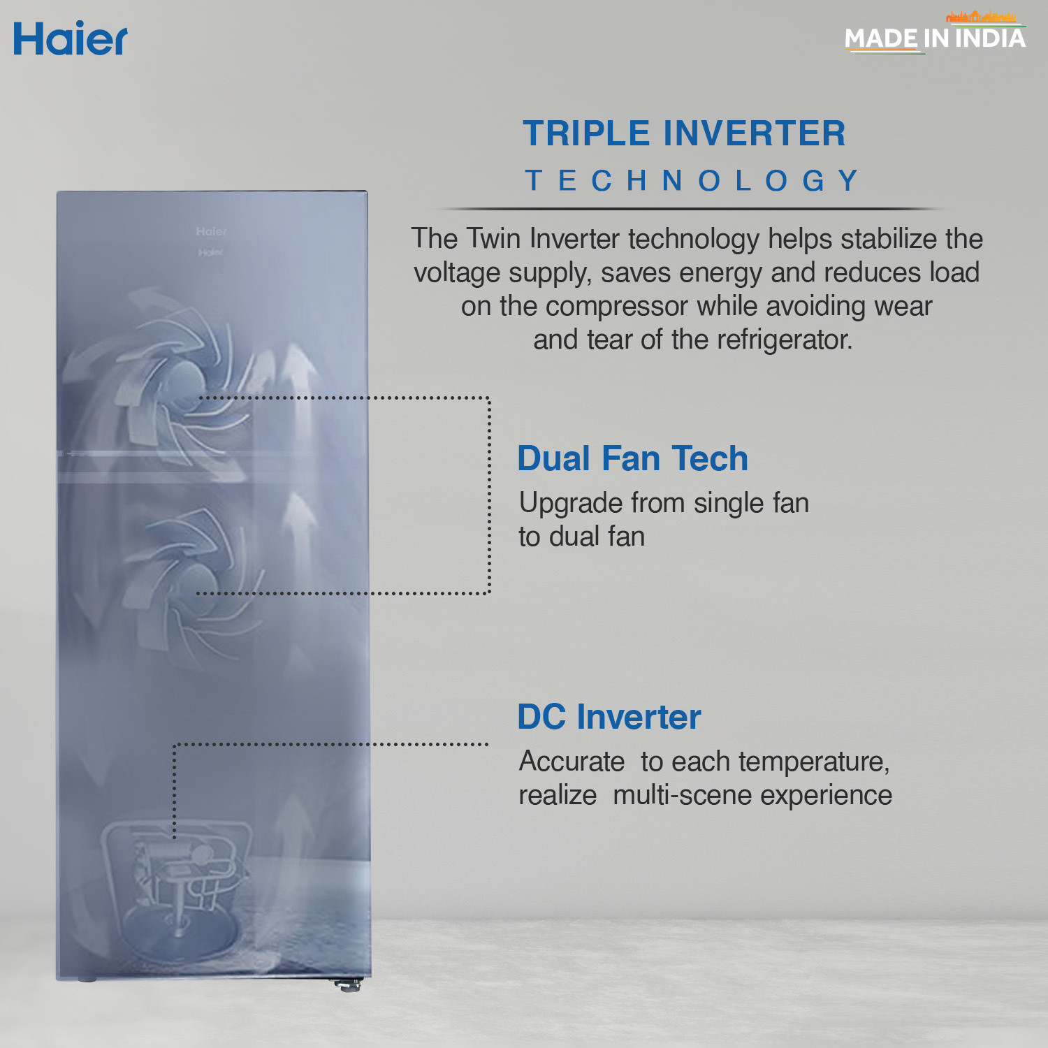 Image of Haier 328 L Frost Free Double Door 3 Star Convertible Refrigerator with Convertible 14-in-1,1 hour Icing