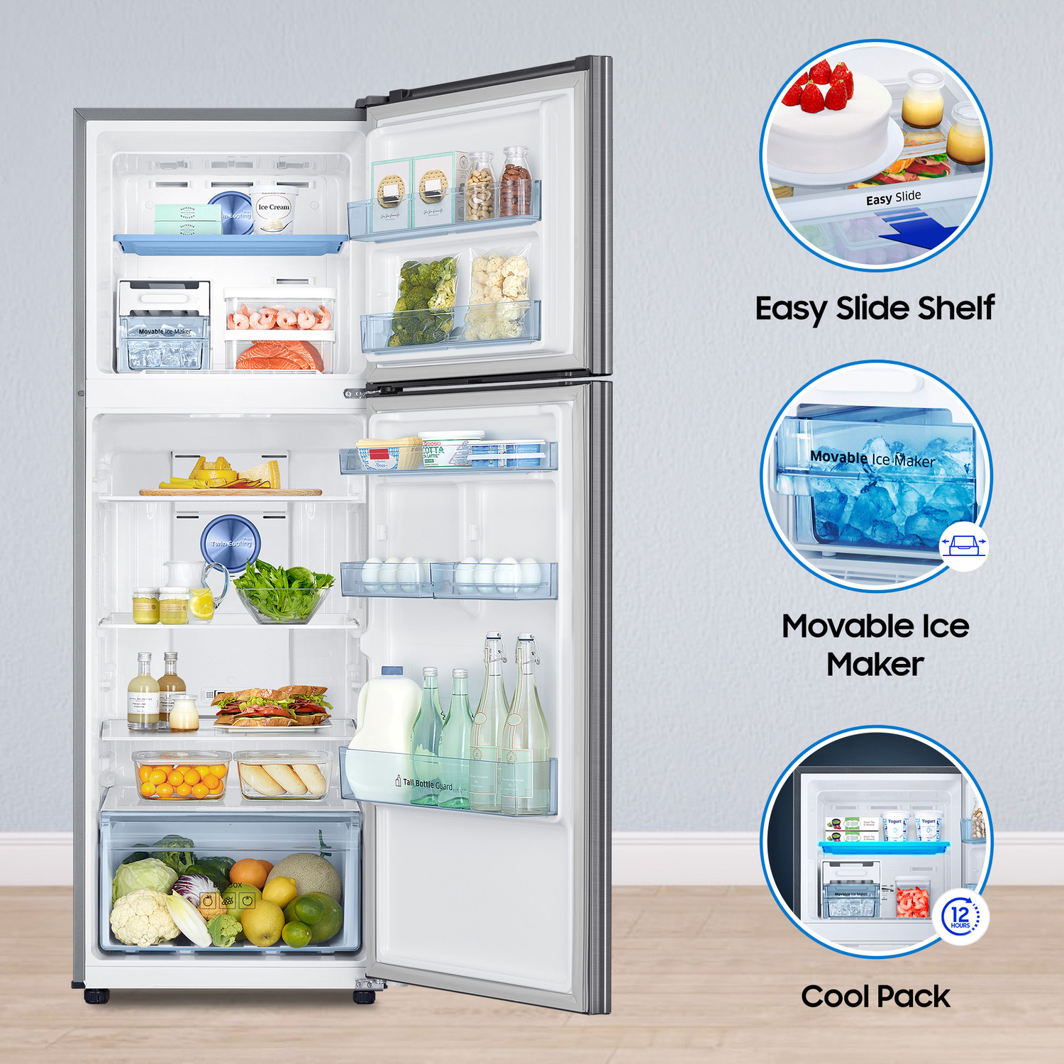 Image of Samsung 322 L Frost Free Double Door 3 Star Convertible Refrigerator with Digital Inverter, Convertible 5-in-1 and Display