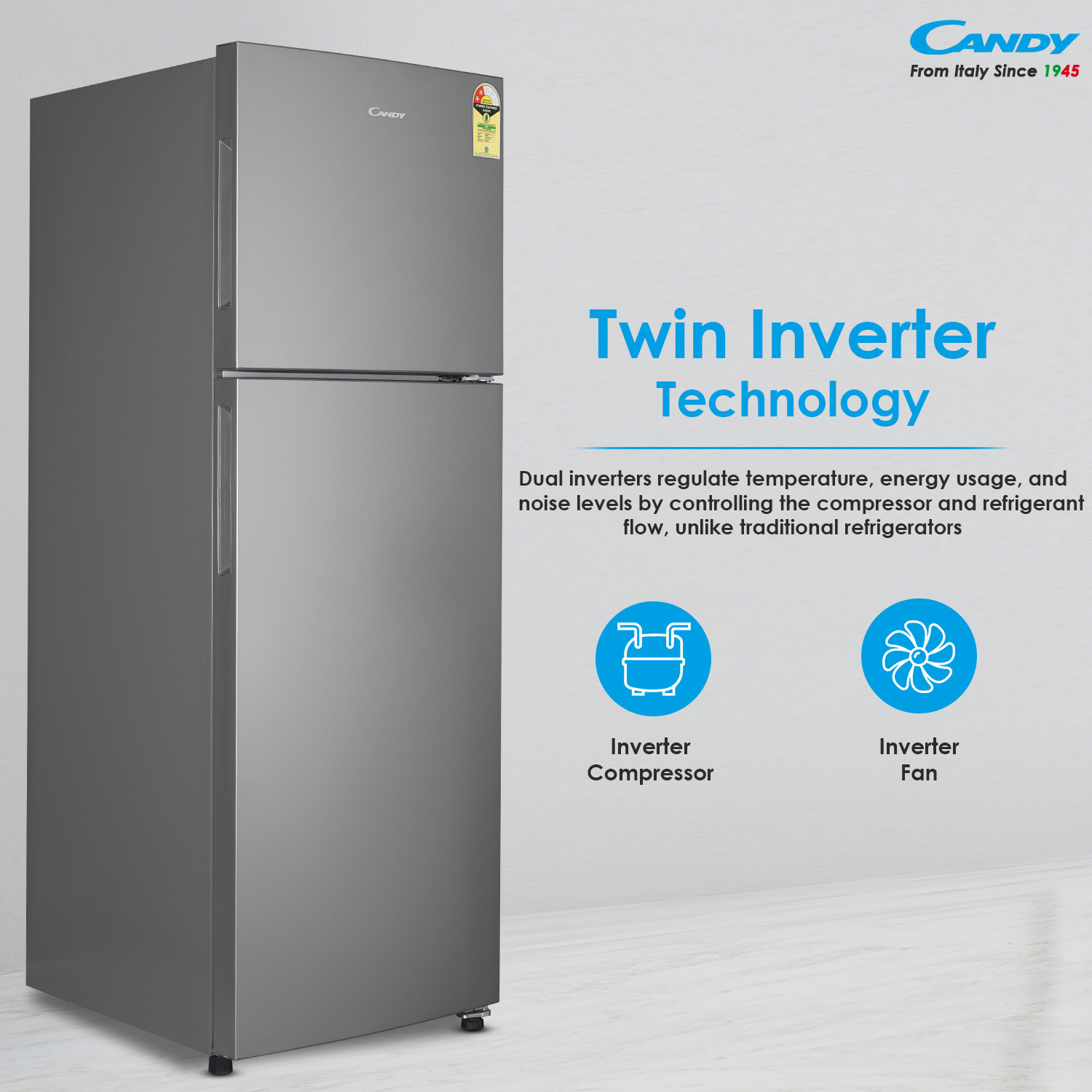 Image of CANDY 240 L Frost Free Double Door 2 Star Refrigerator with Auto frost , large Fruit and Vegetable Space