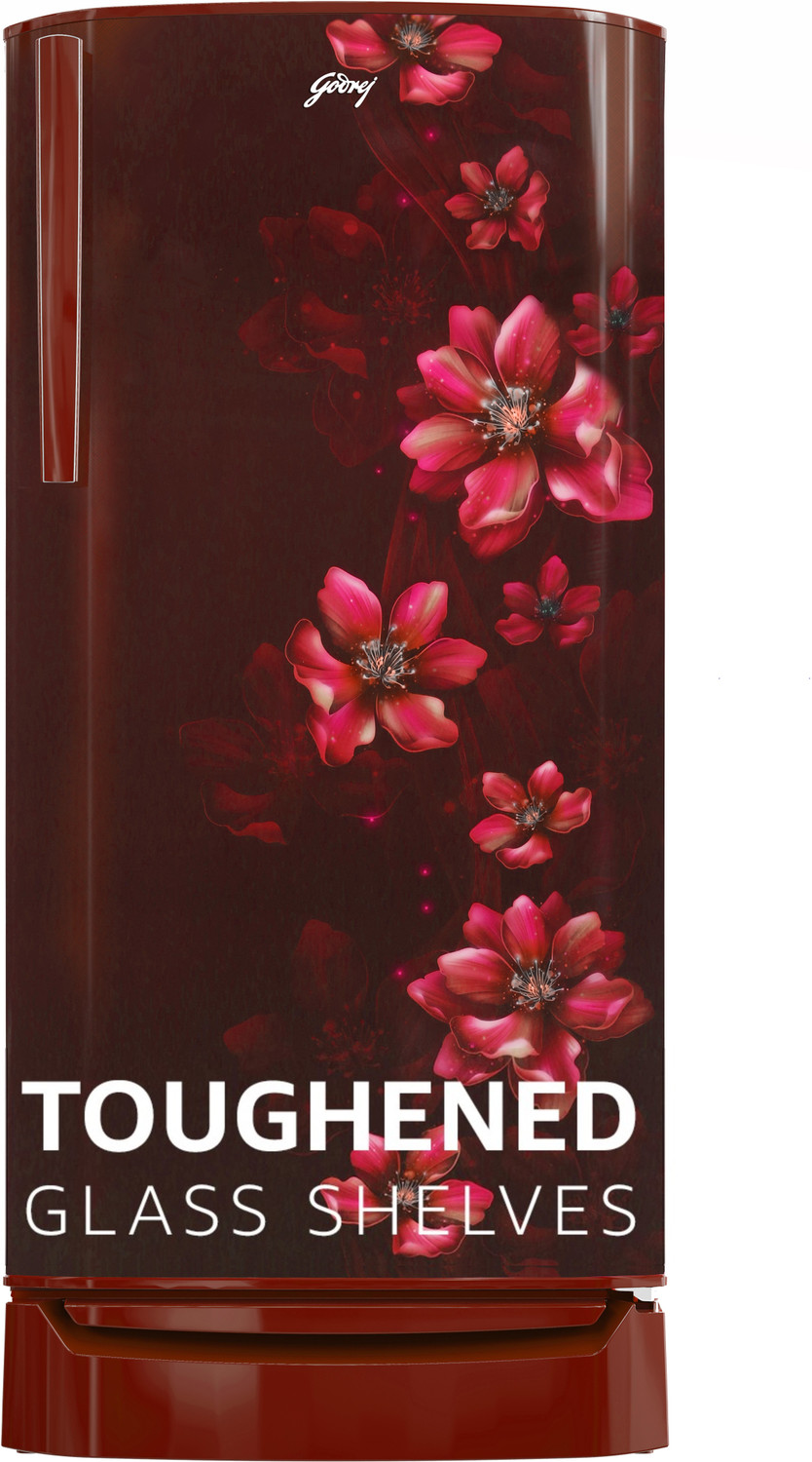 Image of Godrej 183 L Direct Cool Single Door 3 Star Refrigerator with Jumbo Vegetable Tray and Toughened Glass Shelves (Maroon, RD R190C THF BR WN)