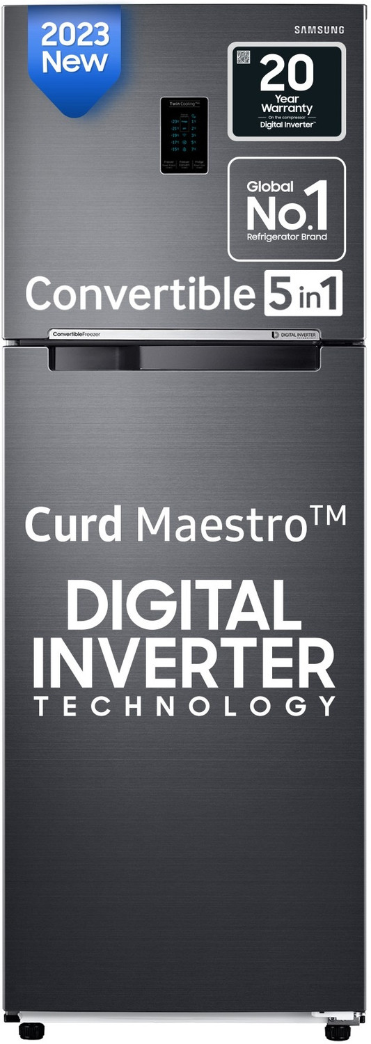 Image of Samsung 291 L Frost Free Double Door 2 Star Convertible Refrigerator with Convertible 5-in-1 Curd Maestro, Digital Inverter with Display