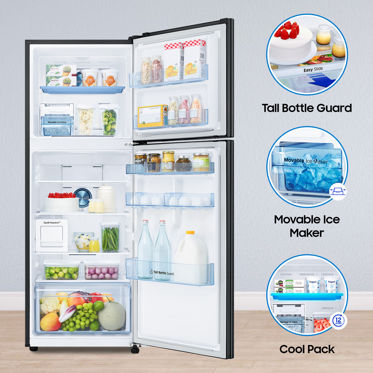 Image of Samsung 291 L Frost Free Double Door 2 Star Convertible Refrigerator with Convertible 5-in-1 Curd Maestro, Digital Inverter with Display
