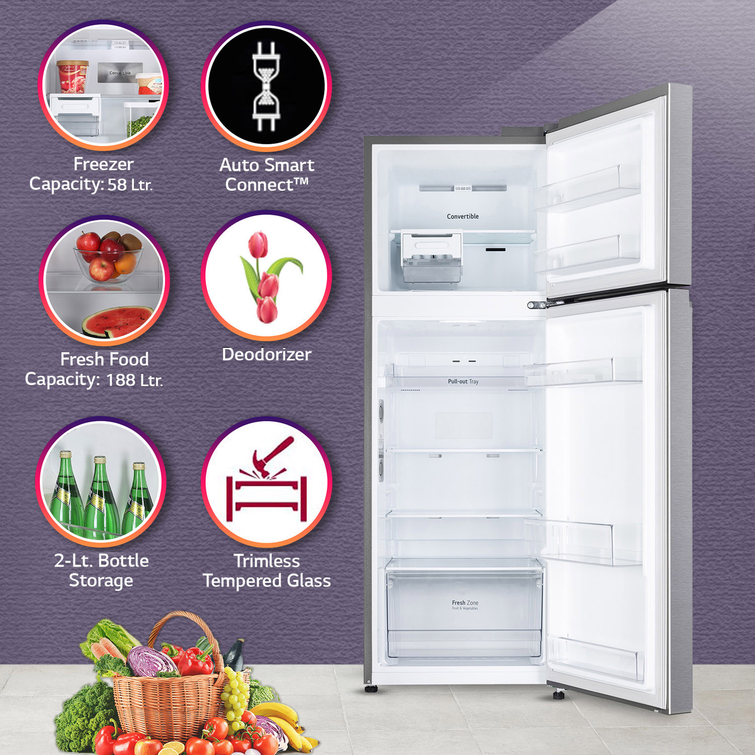 Image of LG 246 L Frost Free Double Door 3 Star Convertible Refrigerator