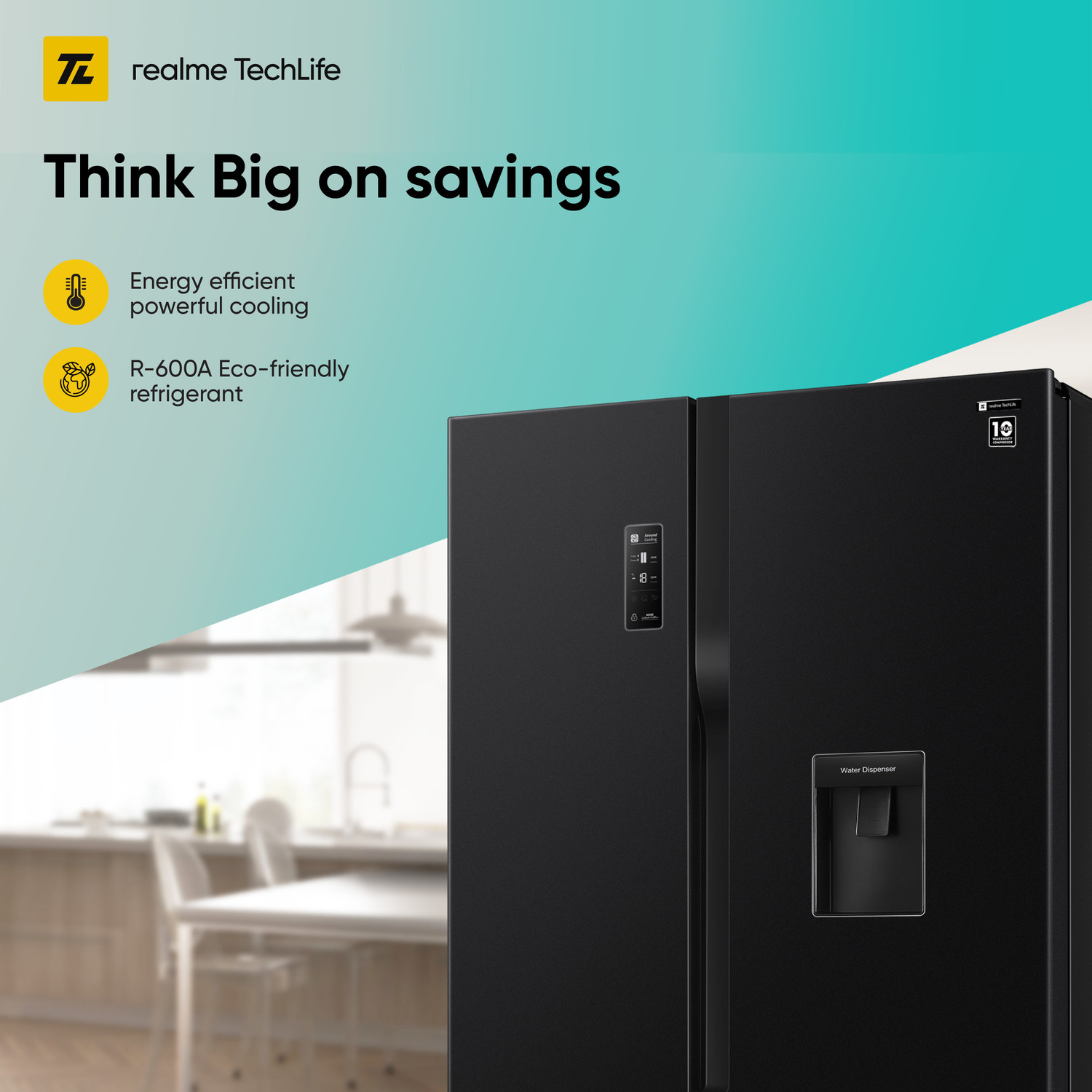 Image of realme TechLife 564 L Frost Free Side by Side Refrigerator