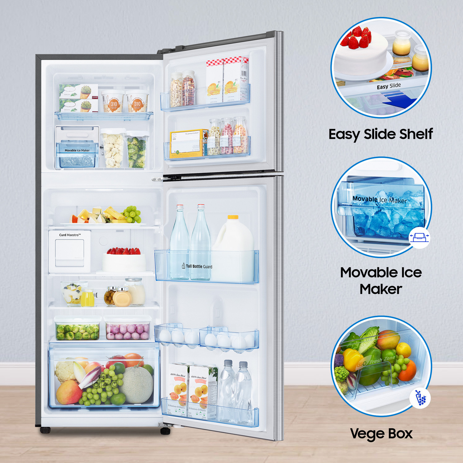 SAMSUNG 224 L Frost Free Double Door 2 Star Refrigerator with Curd