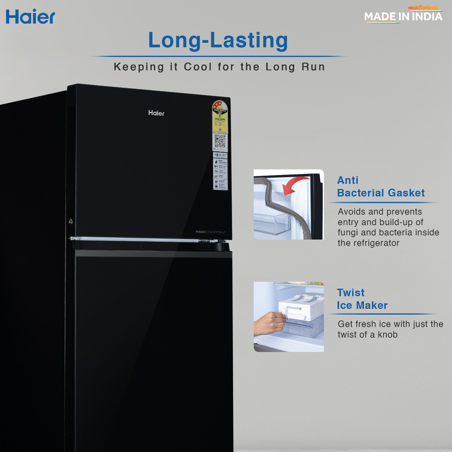 Image of Haier 328 L Frost Free Double Door 3 Star Convertible Refrigerator with Convertible 14-in-1,1 hour Icing